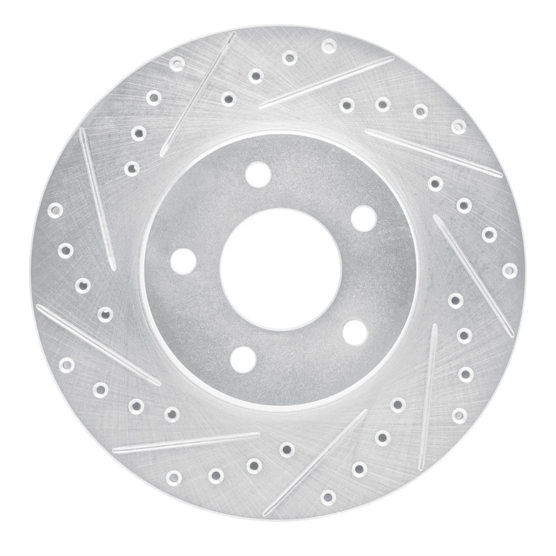 Buick Rendezvous Brake Rotor (1) - Front Left - R1 Concepts - Drilled & Slotted - Silver - `01-`07